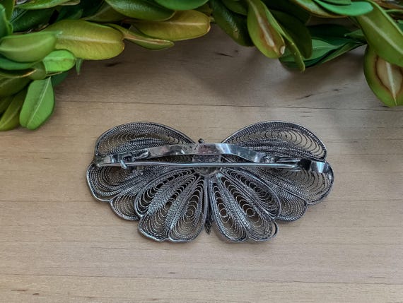 Antique Chinese Sterling Silver Filigree Butterfly Pin Brooch/ Sterling Silver Butterfly Jewelry/ Vintage Sterling Brooch/ Butterfly Pin View 6