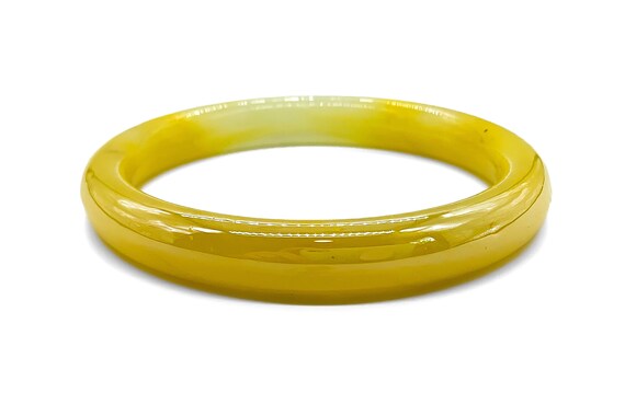 Vintage Iridescent Yellow Art Glass Bangle Bracel… - image 9