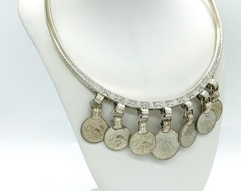 ヴィンテージインドコインスターリングシルバーカラーネックレス