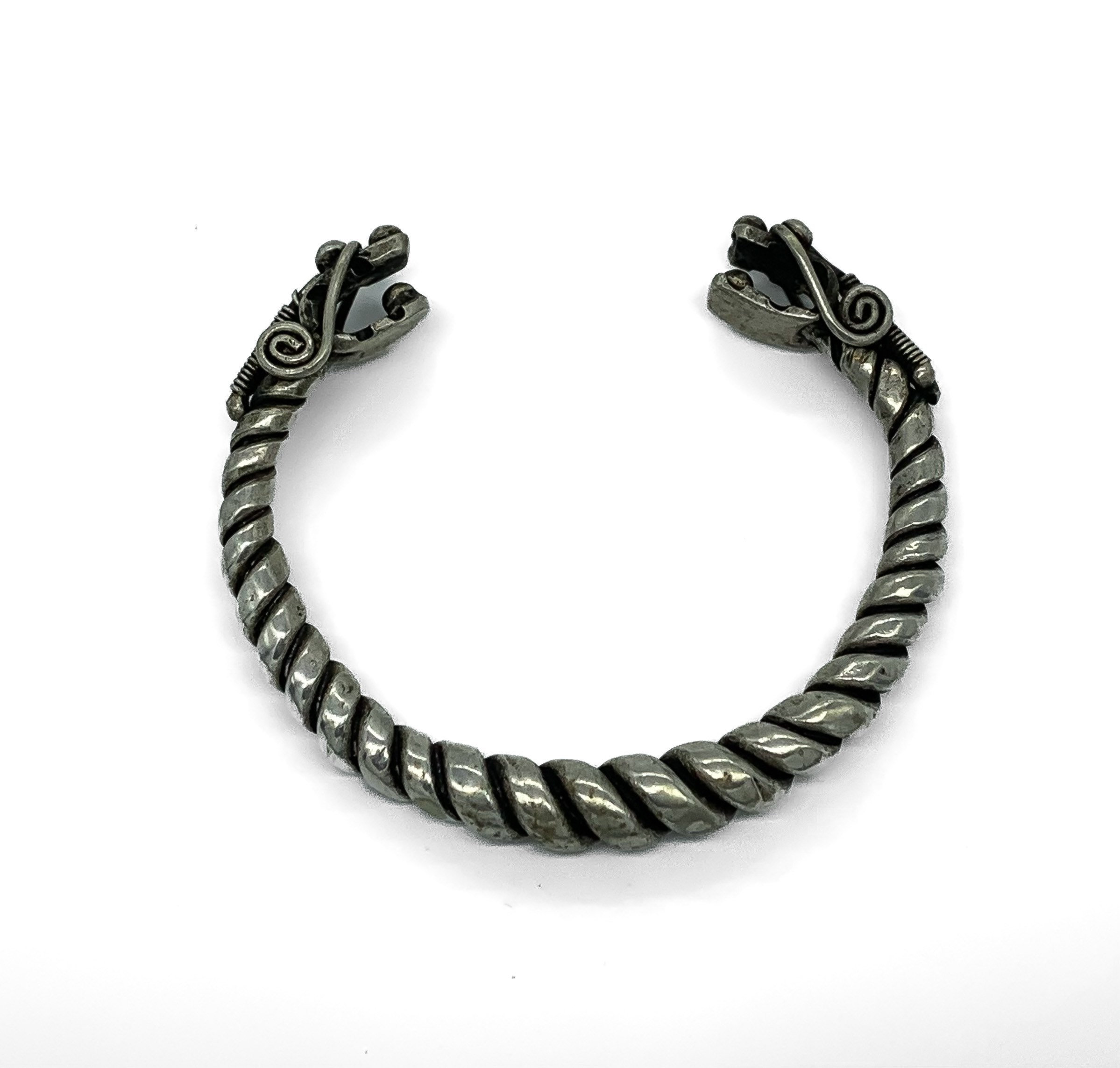 ヴィンテージ 中国龍頭 スターリングシルバー メッキ バングル