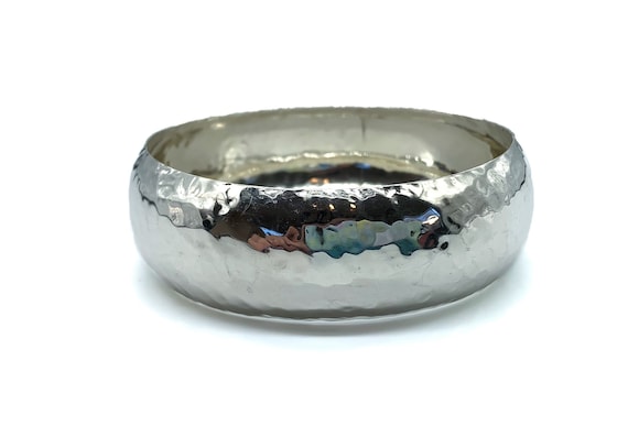 Vintage Hammered Sterling Silver Bangle Bracelet 7.75”/ Modernist Sterling Silver Bangle Bracelet/ Taxco Sterling Bracelet/ Wide Bangle