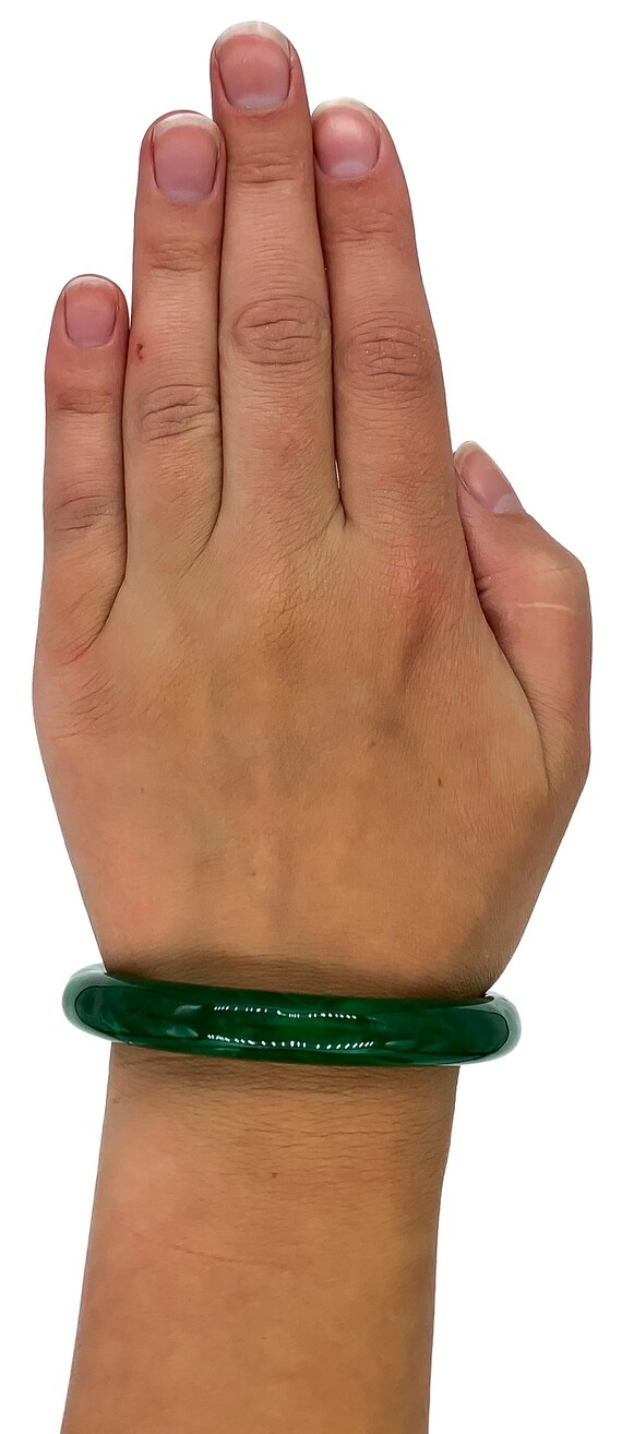 Vintage Jade Green Swirl Art Glass Bangle Bracelet - 8 inch - Etsy