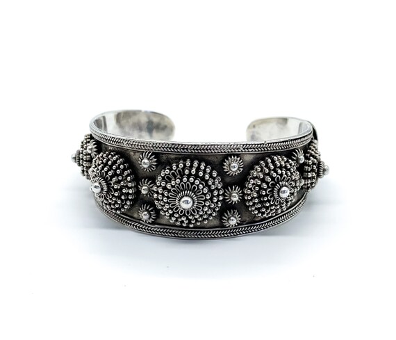 Vintage Etruscan Sterling Silver Filigree Cuff Bracelet 6