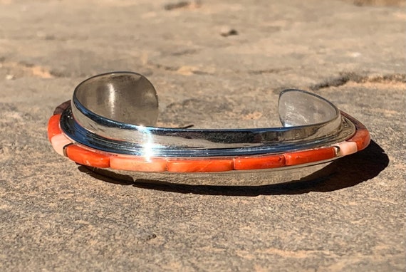 Fantastic Vintage Native American Navajo Spiny Oyster Sterling Silver 14k Gold Bracelet Old Fantastic Vintage Native American Navajo Spiny Oyster Sterling Silver 14k Gold Bracelet Old