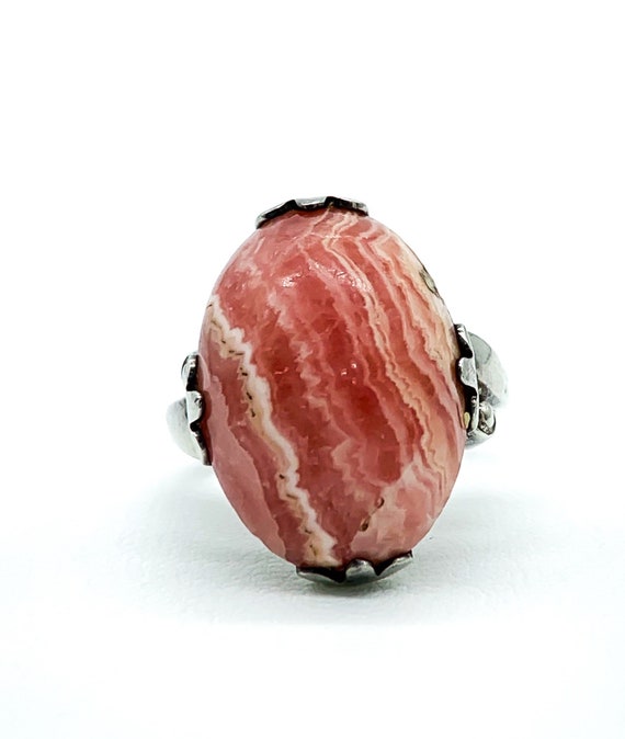 Antique Art Deco Sterling Silver Rhodochrosite Ca… - image 2