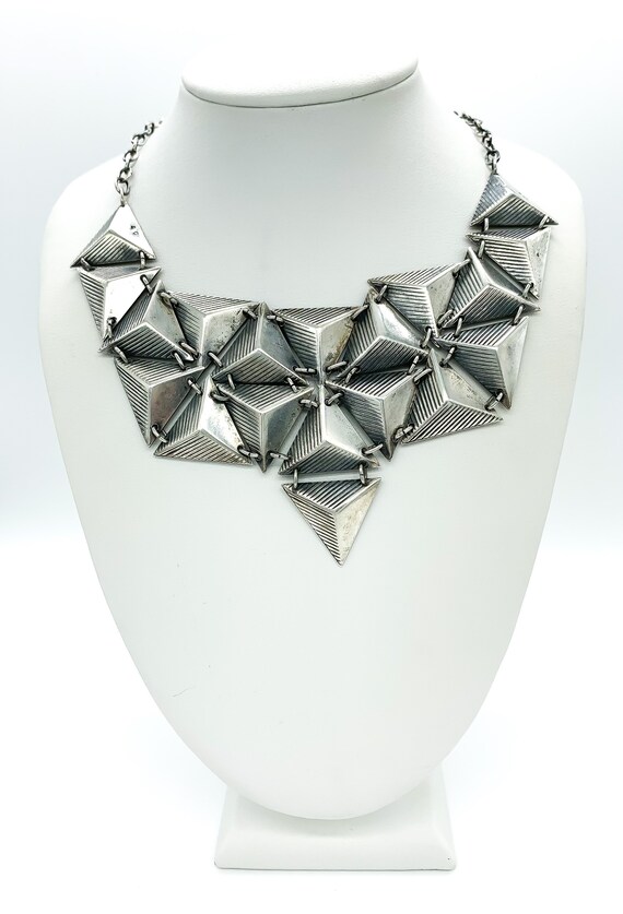 Vintage Modernist Sterling Silver Pyramid Triangl… - image 4