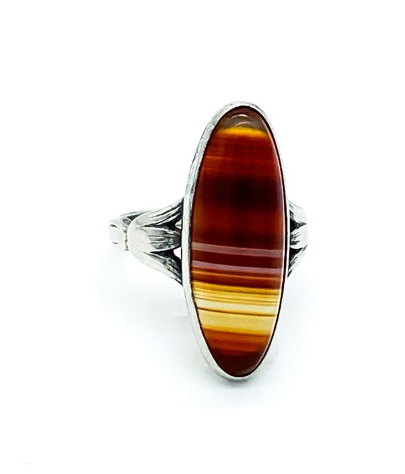 Antique Victorian Sterling Silver Red Banded Onyx… - image 2