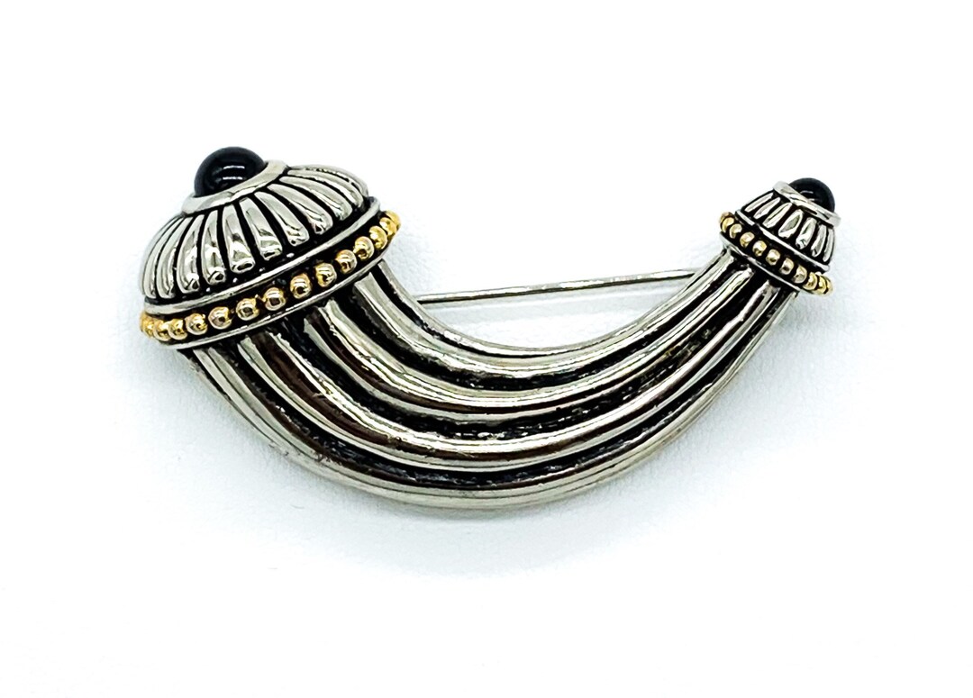 Broche Vintage Argentée Style Art Déco - Occasion, Ornée De Pierres