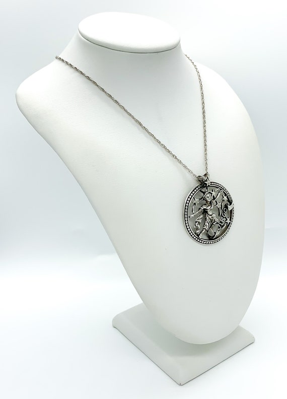 Vintage Sterling Silver Zodiac Virgo Pendant Neck… - image 5