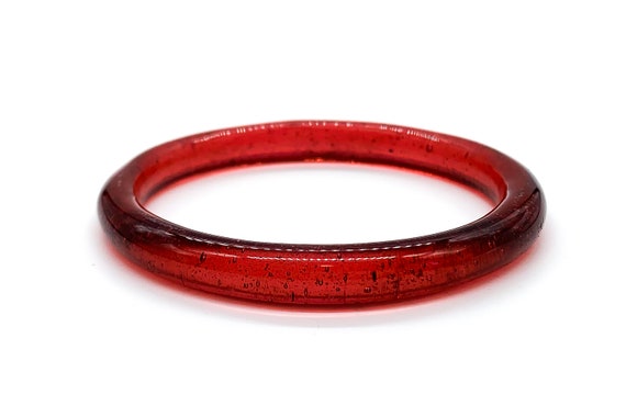 Vintage Artisan Red Roman Glass Bangle Bracelet 7… - image 1