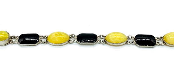 Antique Art Deco Sterling Silver Black & Yellow E… - image 2