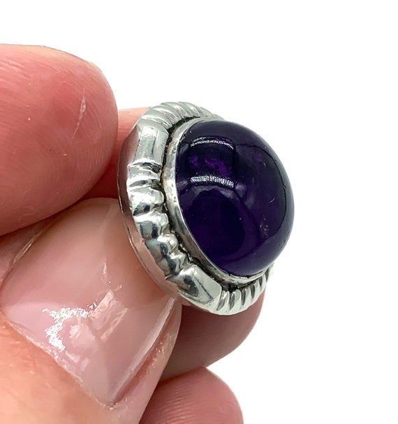 Vintage Modernist Sterling Silver Round Amethyst … - image 8