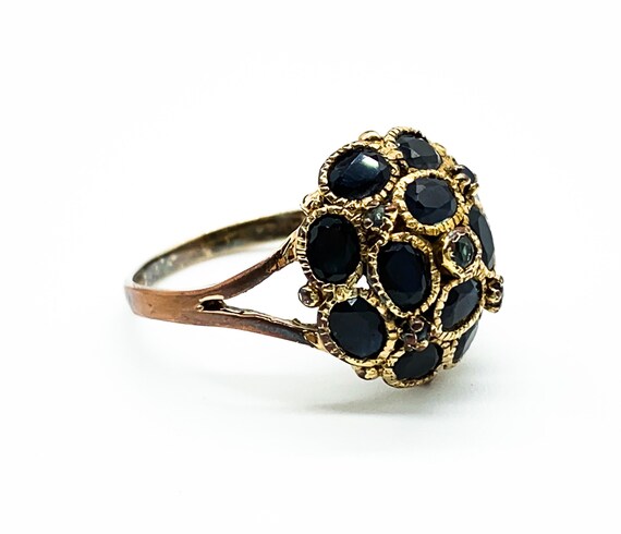 Antique Victorian 10k Gold Blue Sapphire Cluster R