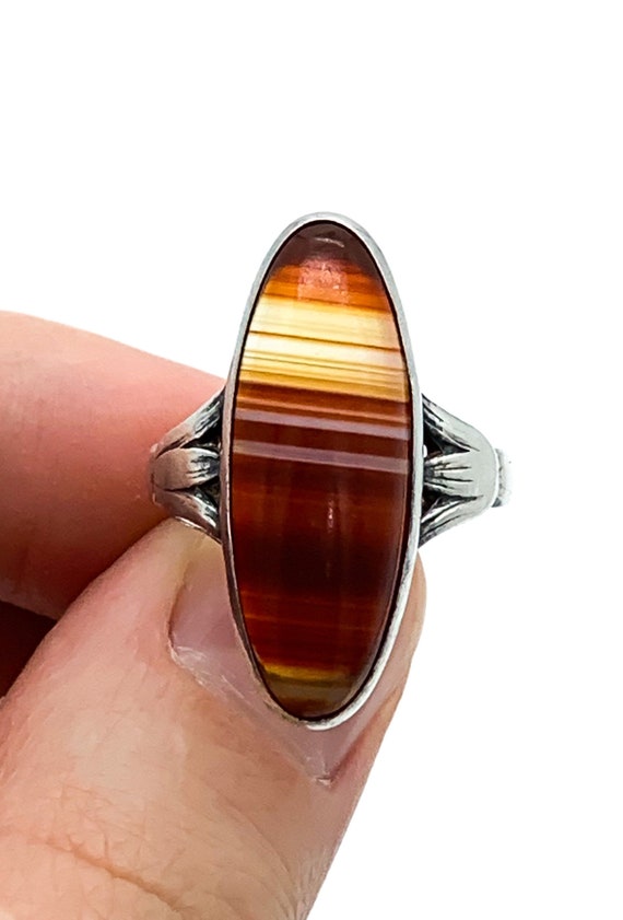 Antique Victorian Sterling Silver Red Banded Onyx… - image 8