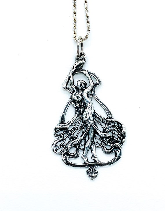 Antique Art Nouveau Sterling Silver Nymph Maiden P