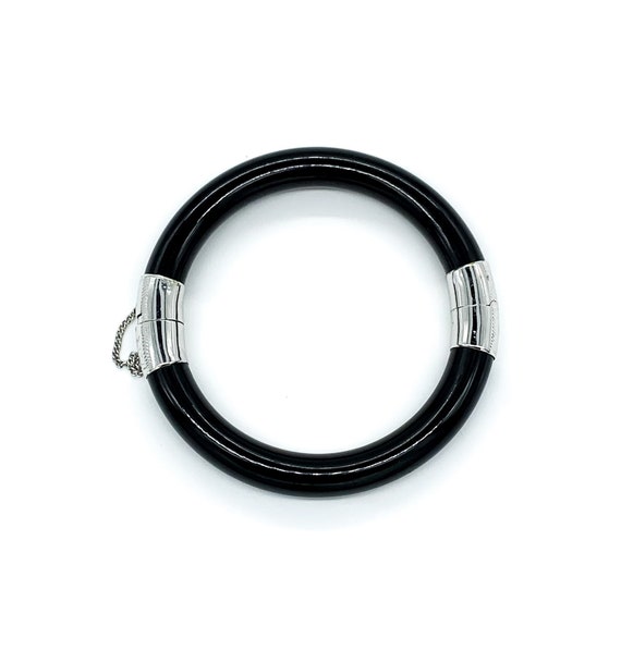 Solid black deals onyx bangle bracelet