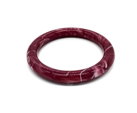 Vintage Pink Swirl Art Glass Bangle Bracelet 7.25"/ Art Glass Bangle Bracelet/ Art Glass Jewelry/ Pink Bangle/ Red Bangle/ Glass Bangle