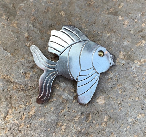 Vintage Taxco Sterling Silver Tropical Fish Penda… - image 1