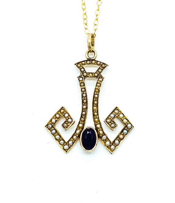 Antique Art Deco  Yellow Gold Seed Pearl Amethyst… - image 8