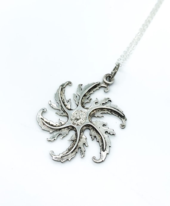 Antique Art Nouveau Sterling Silver Whirl Flower … - image 1