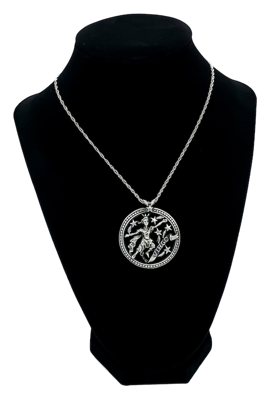 Vintage Sterling Silver Zodiac Virgo Pendant Neck… - image 3