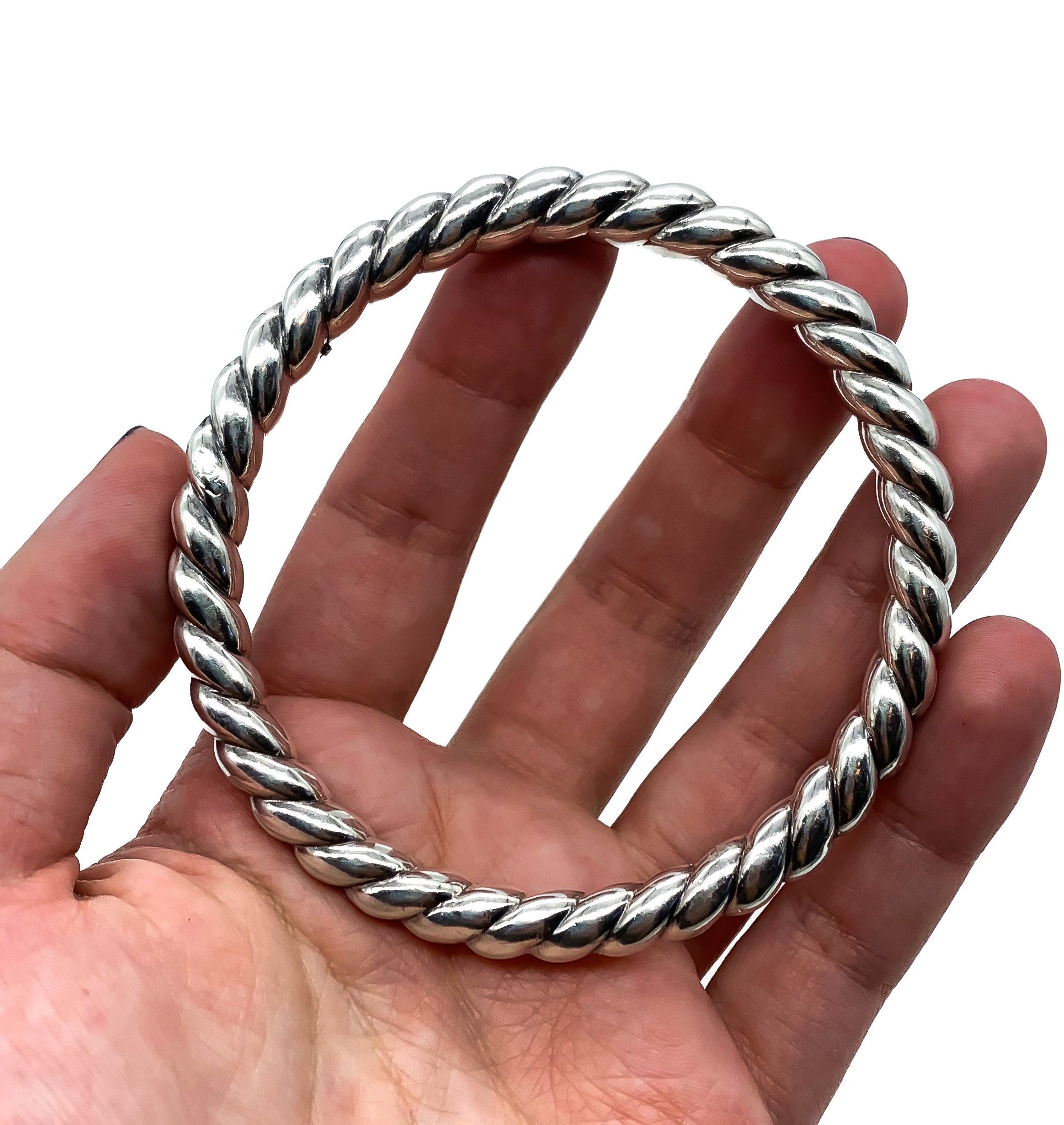 アクセサリー Vintage Silver Twist Bar Bangle 925 VINTAGE STERLING SILVER 8 IN UNIQUE TWIST ROPE TWIST BANGLE
