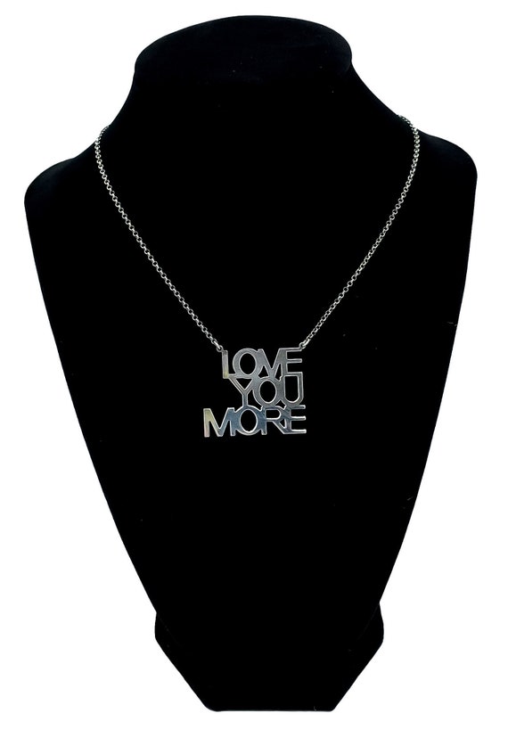 Vintage Sterling Silver LOVE YOU MORE Script Pend… - image 2