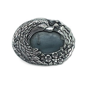 Antique Victorian Sterling Silver Peacock Picture Frame Pin Brooch/ Antique Sterling Picture Frame Brooch/ Antique Sterling Peacock Brooch