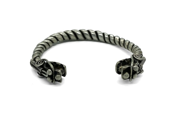 ヴィンテージ 中国龍頭 スターリングシルバー メッキ バングル