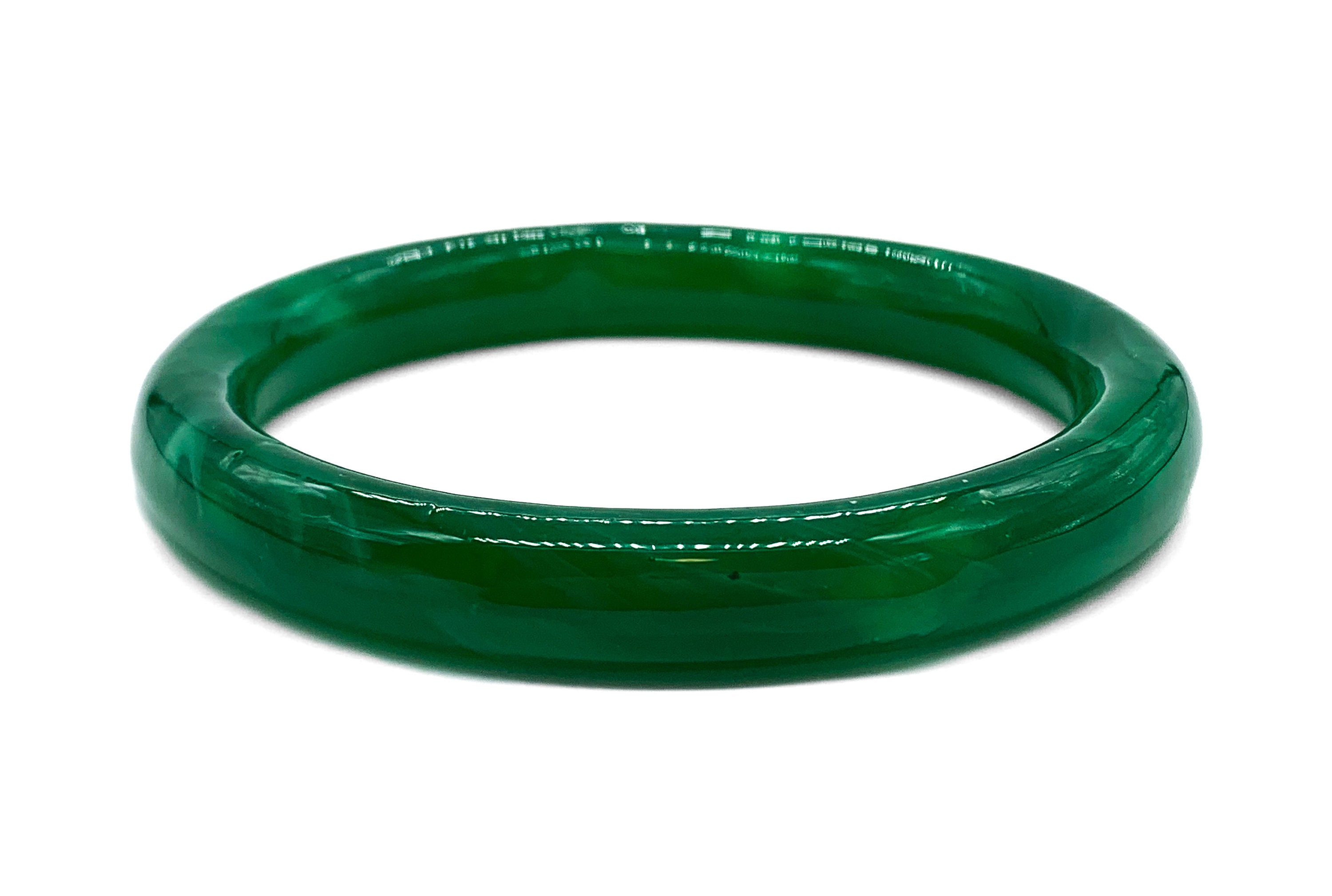 Vintage Jade Green Swirl Art Glass Bangle Bracelet - 8 inch - Etsy
