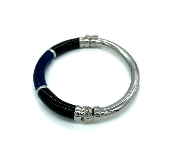 Vintage Sterling Silver Blue Black Enamel Bangle … - image 6