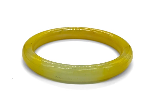 Vintage Iridescent Yellow Art Glass Bangle Bracel… - image 7