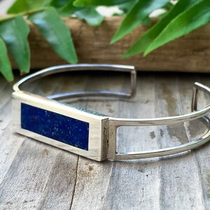 6.5 Inch Wrist American Flag Inlay Lapis Sterling Silve Rbracelet 6.5 Inch Wrist American Flag Inlay Lapis Sterling Silve Rbracelet