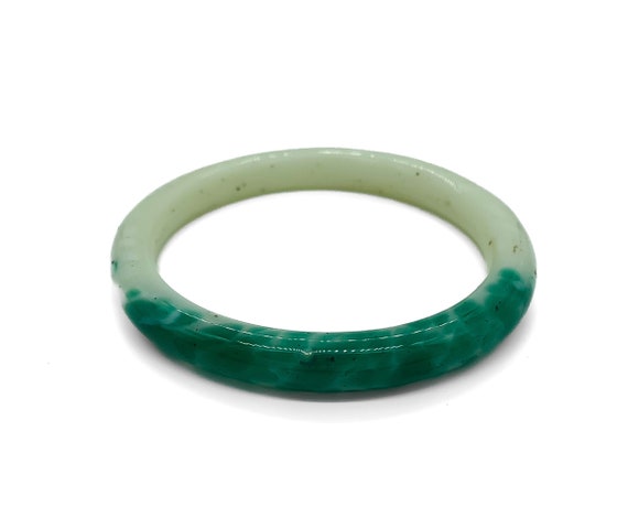 Antique Art Deco Peking Jade Art Glass Bangle Bra… - image 1