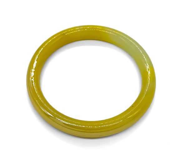 Vintage Iridescent Yellow Art Glass Bangle Bracel… - image 5