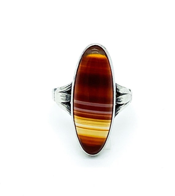 Antique Victorian Sterling Silver Red Banded Onyx… - image 6