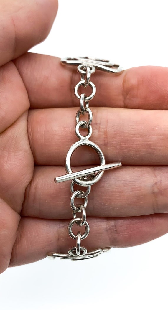 【Vintage Silver】 Square Link Bracelet Vintage MODERNIST Square Link Sterling Silver Bracelet