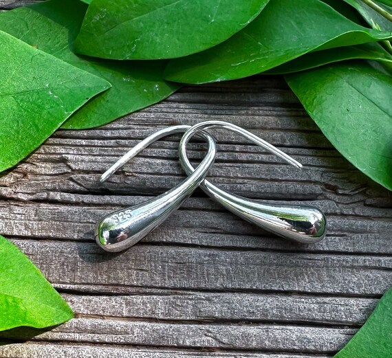 Vintage Modernist Sterling Silver Teardrop Earrin… - image 5