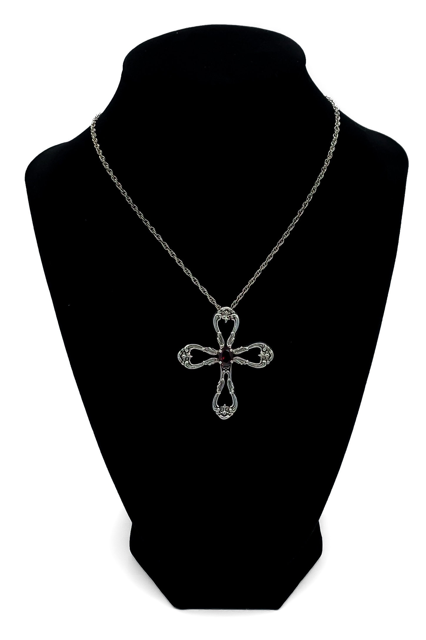 KunJoe Gothic Multilayer Tassel Belt Cross Pendant Waist