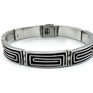 Vintage Heavy Sterling Silver Modernist Link Bracelet 8.75&quot;/ Vintage Men&#39;s Sterling Silver Link Bracelet/ Heavy Sterling Link Bracelet/ 925