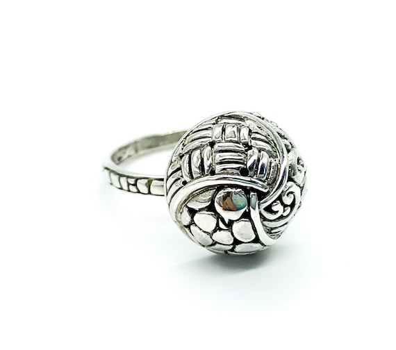 Vintage Sarda Sterling Silver Scroll Dome Ring Si… - image 1