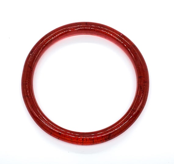 Vintage Artisan Red Roman Glass Bangle Bracelet 7… - image 4