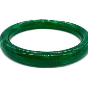 Vintage Jade Green Swirl Art Glass Bangle Bracelet 8&quot;/ Green Art Glass Bangle Bracelet/ Green Bangle Bracelet/ Green Swirl Bangle/ Jade