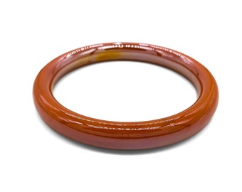 Vintage Iridescent Orange Art Glass Bangle Bracelet 8.5"/ Art Glass Bangle Bracelet/ Orange Bangle Bracelet/ Vintage Bangle Bracelet