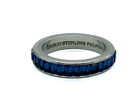 Vintage Trifari Sterling Silber Saphir Paste Eternity Ring GroBe 4.5 Sterling Silber Trifari Ring Vintage Trifari Paste Eternity Ring Etsy