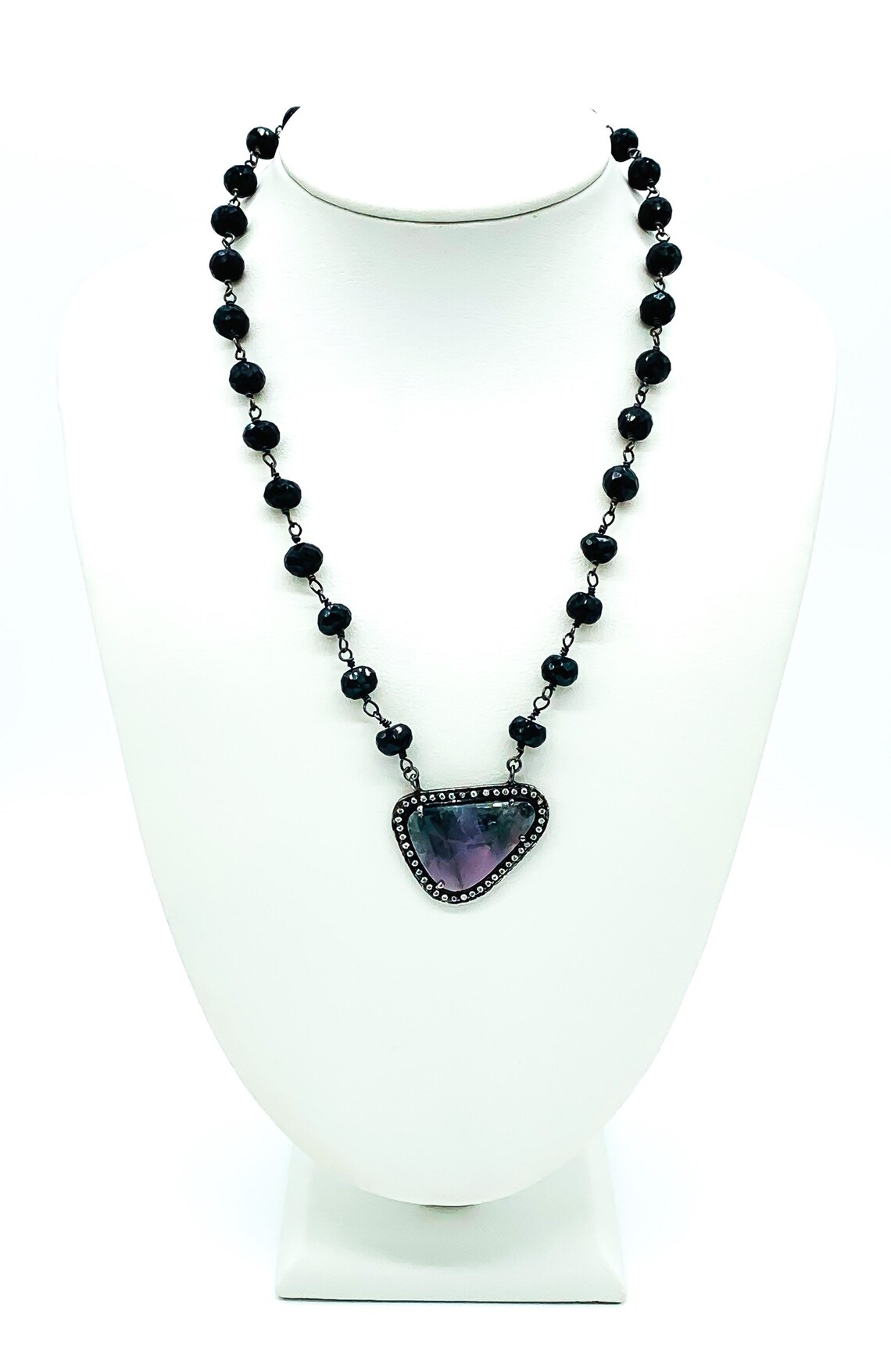 Black Gold Sterling Silver Rhodonite Diamond Black Onyx Bead Etsy