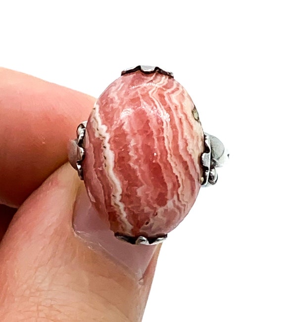 Antique Art Deco Sterling Silver Rhodochrosite Ca… - image 8