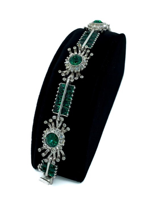 Antique Art Deco Sterling Silver Emerald & Diamon… - image 8