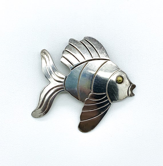 Vintage Taxco Sterling Silver Tropical Fish Penda… - image 5