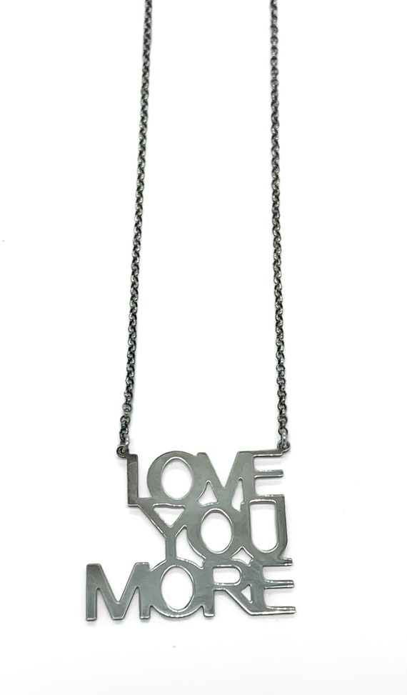 Vintage Sterling Silver LOVE YOU MORE Script Pend… - image 3